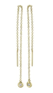 Threader earrings with bezel-set diamonds from Shy Creation