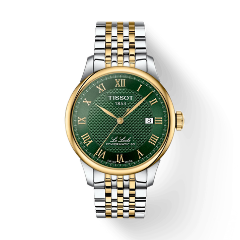 A luxurious green dial Tissot automatic stainless steel watch.