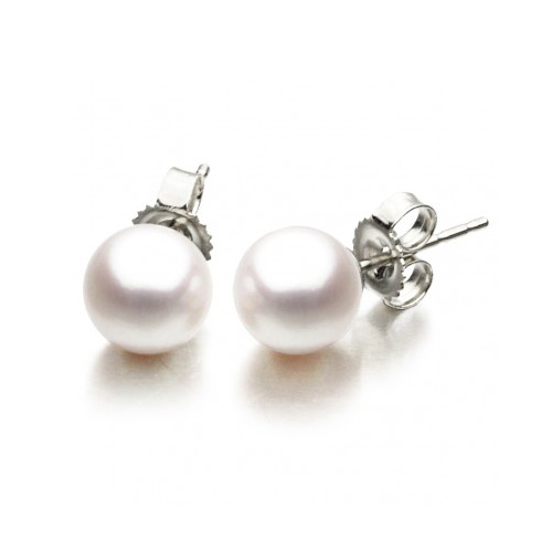 A white gold pearl studs