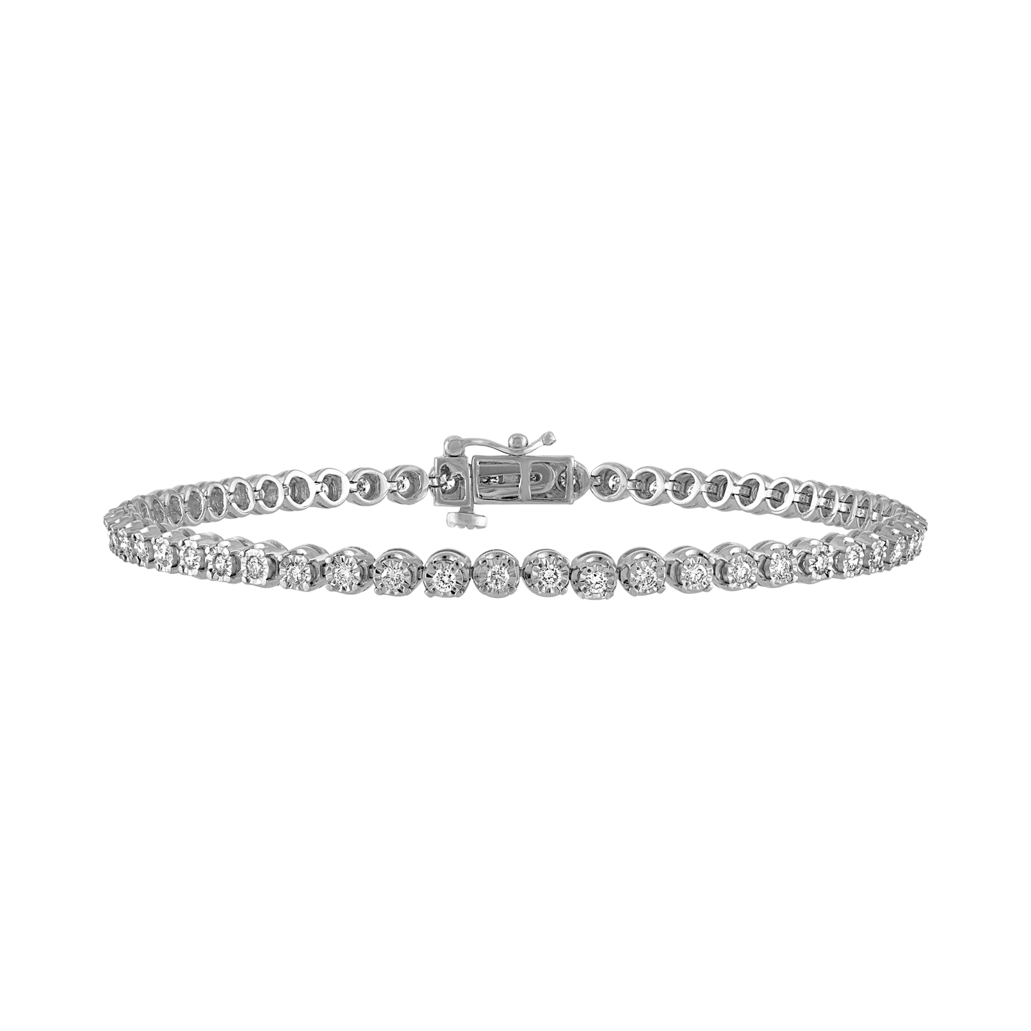 A sterling silver diamond tennis bracelet.
