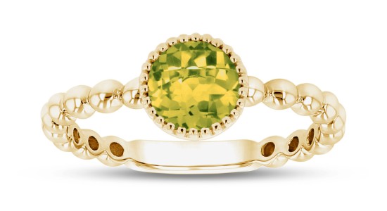 A yellow gold peridot fashion ring by Luxury by Leonardo, available at Morgan Jewelers.