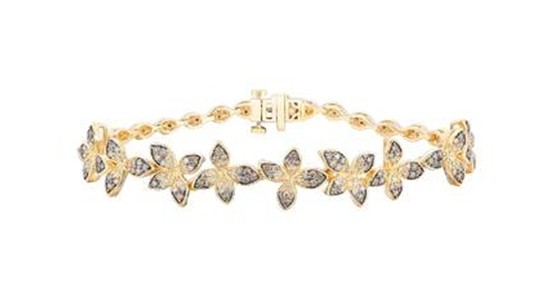 A yellow gold floral diamond bracelet by Le Vian, available at Morgan Jewelers.