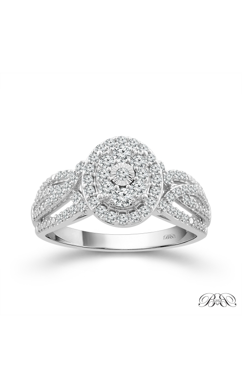 Beautiful Bride Diamond Halo Bypass Engagement Ring 1/2 CTW in 10K White Gold