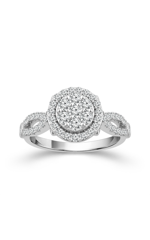 Women's Beautiful Bride Round Cluster Halo Engagement Ring In 10K White Gold