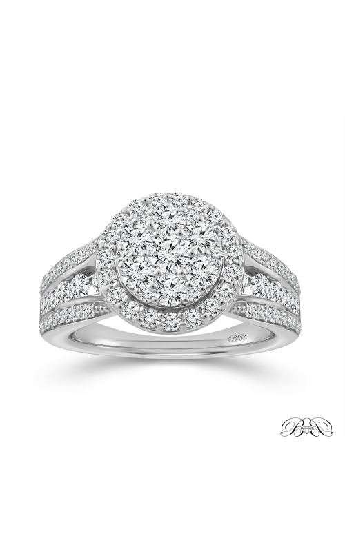 Women's Flashpoint Created Diamond Round Cluster Engagement Ring In 10K White Gold