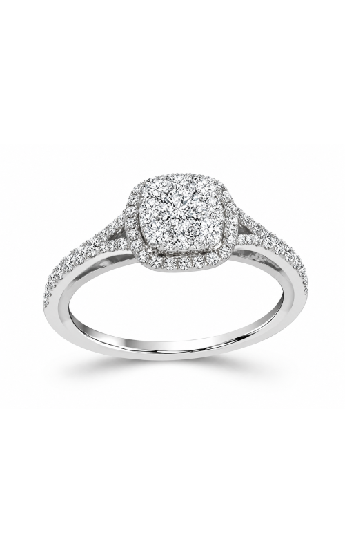 Women's 3/4 CTW Cushion Cluster Halo Engagement Ring in 14K White Gold