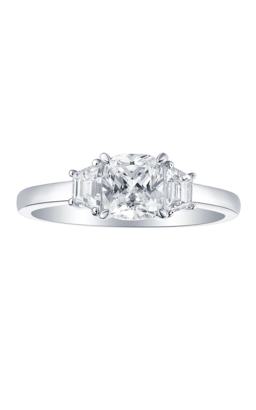 Flashpoint Created Diamond Cushion Three Stone Engagement Ring 1 3/8 CTW in 14K White Gold