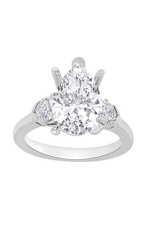 Flashpoint Created Diamond Pear Three Stone Engagement Ring 3 3/4 CTW in 14K White Gold