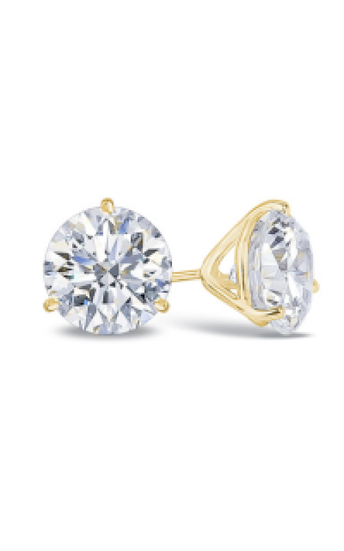Flashpoint Created Diamond Women's Round Stud Earrings In 14K Yellow Gold 1CTW