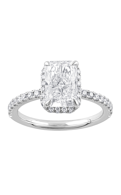 Flashpoint Created Diamond Radiant Halo Engagement Ring 2 1/2 CTW in 14K White Gold