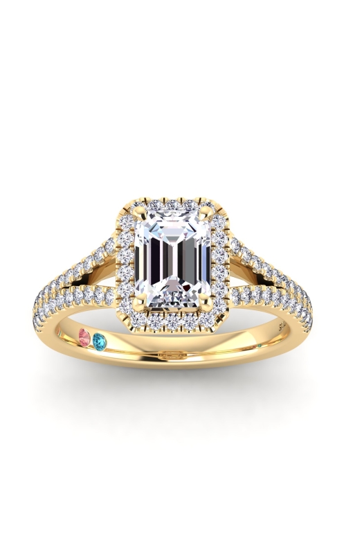 Flashpoint Created Diamond Emerald Halo Side Stone Engagement Ring 2 CTW in 14K Yellow Gold