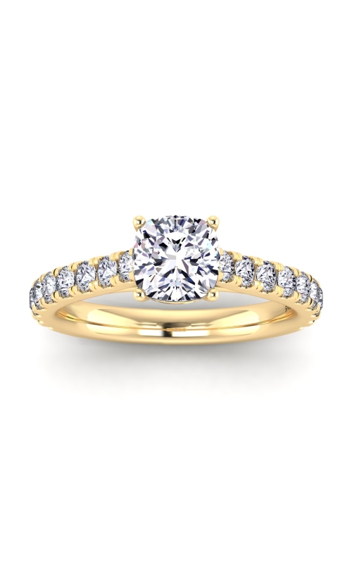 Flashpoint Created Diamond Cushion Engagement Ring 1 5/8 CTW in 14K Yellow Gold