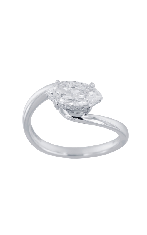 Flashpoint Created Diamond Marquise East-West Hidden Halo Engagement Ring 1 1/10 CTW in 14K White Gold