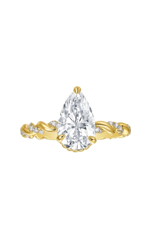 Women's Flashpoint Created Diamond Engagement Ring Pear Twist in 14K Yellow Gold