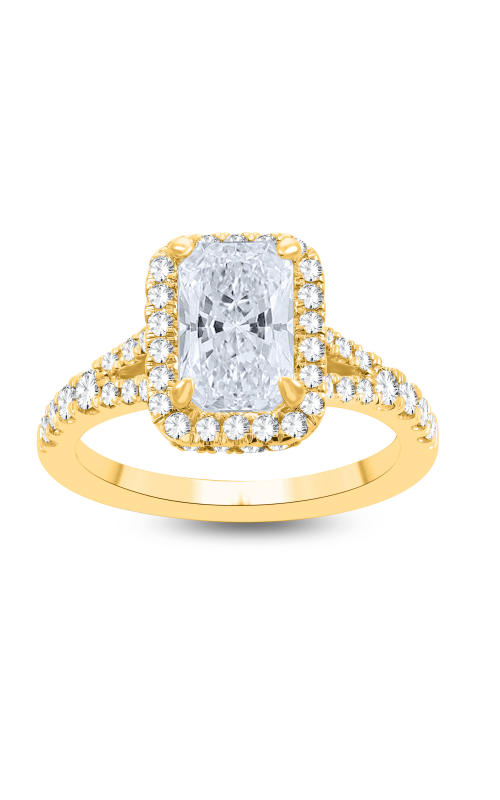 Flashpoint Created Diamond Radiant Hidden Halo Engagement Ring 2 3/4 CTW in 14K Yellow Gold
