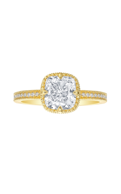 Flashpoint Created Diamond Women's Engagement Ring 2 ct. Cushion Center 2 1/4 CTW in 14K Yellow Gold