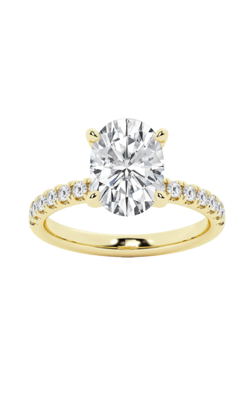 Women's Flashpoint Created Diamond Oval Hidden Halo Engagement Ring In 14K Yellow gold