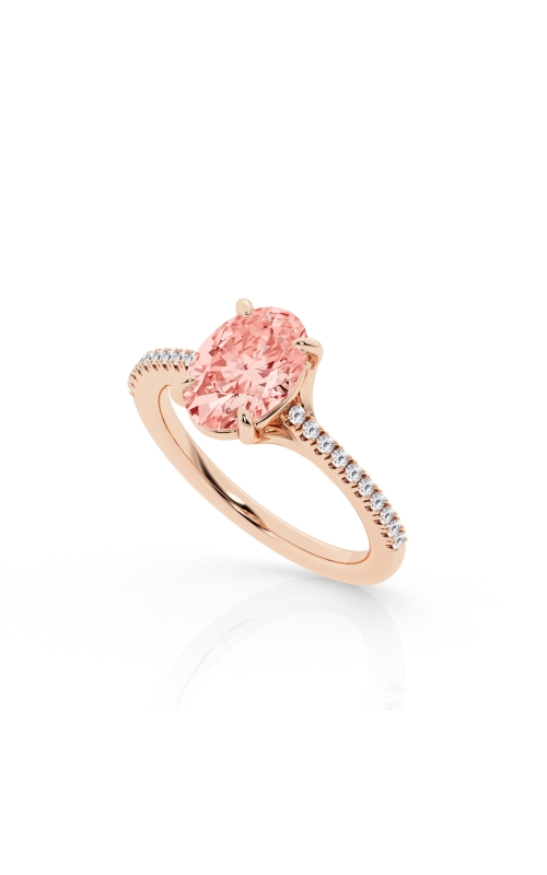 Women's Flashpoint Created Pink Diamond Oval Engagement Ring In 14K Rose Gold