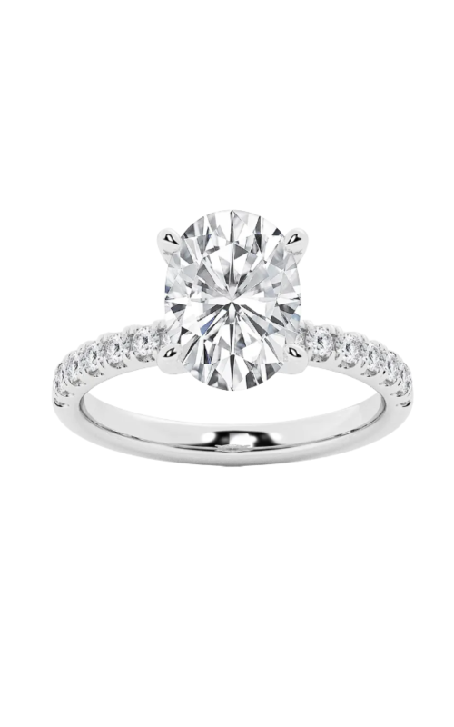 Women's Flashpoint Created Diamond Oval Hidden Halo Engagement Ring In 14K White Gold