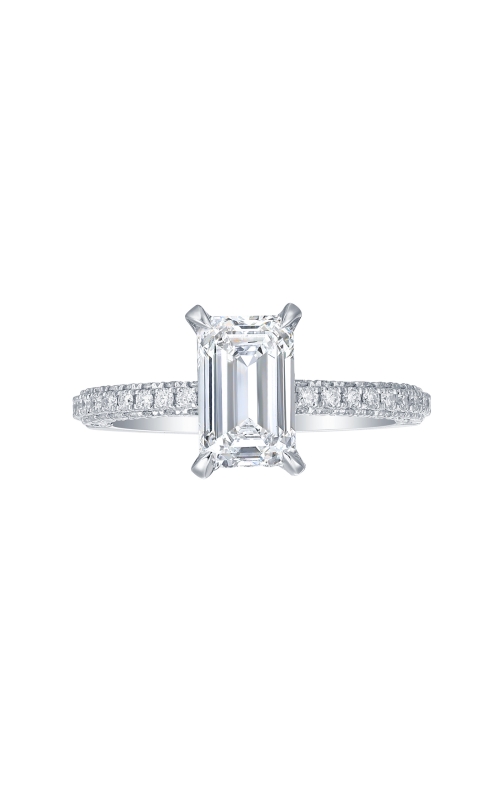 Women's Flashpoint Created Diamond Engagement Ring Emerald in 14K White Gold