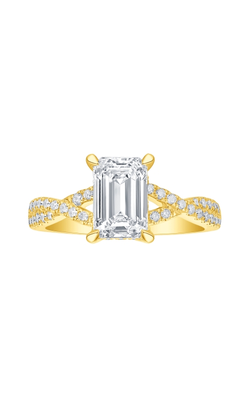 Women's Flashpoint Created Diamond Engagement Ring Emerald Twist in 14K Yellow Gold