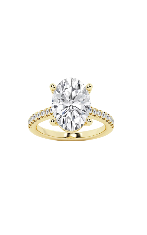 Women's Flashpoint Created Diamond Oval Hidden Halo Engagement Ring In 14K Yellow Gold