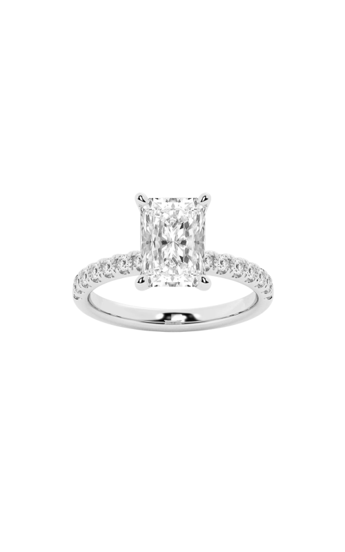 Women's Flashpoint Created Diamond Radiant Hidden Halo Engagement Ring In 14K White Gold