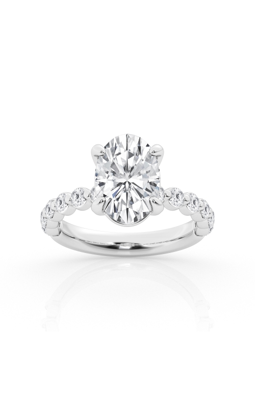 Flashpoint Created Diamond Engagement Ring 3 1/2 ct. Oval Center 4 3/8 CTW in 14K White Gold