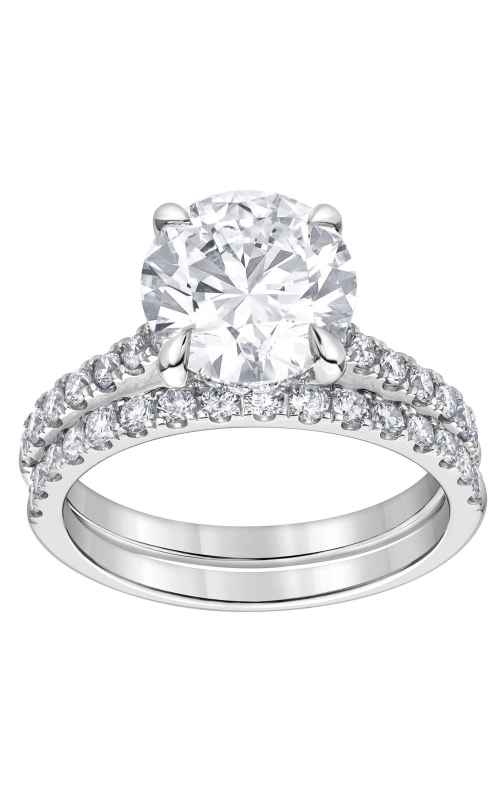 Flashpoint Created Diamond Sidestone Engagement Ring Set 3 3/4 in 14K White Gold