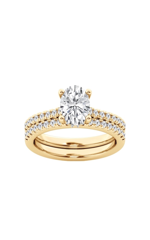 Flashpoint Created Diamond Oval Hidden Halo Engagement Ring Set 4 1/2 CTW in 14K Yellow Gold