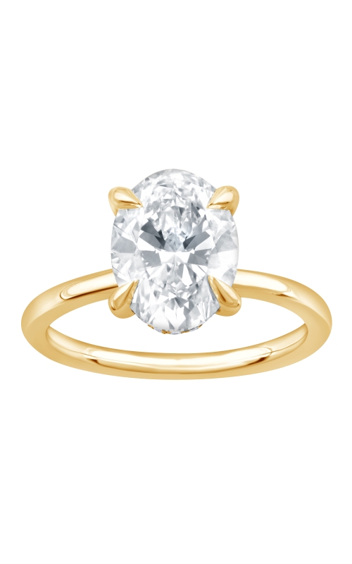 Flashpoint Created Diamond Oval Engagement Ring Hidden Halo In 14K Yellow Gold