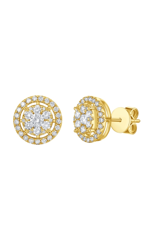 Flashpoint Created Diamond Cluster Halo Earrings 3/4 CTW in 14K Yellow Gold
