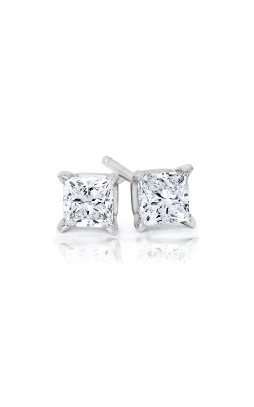 Women's Flashpoint Created Diamond Princess Stud Earrings In 14K White Gold