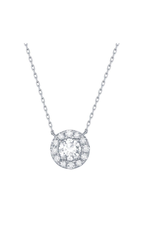 Flashpoint Created Diamond Halo Pendant Necklace 3/4 CTW in 14K White Gold