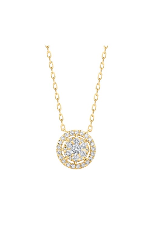Flashpoint Created Diamond Cluster Halo Pendant Necklace 3/8 CTW in 14K Yellow Gold