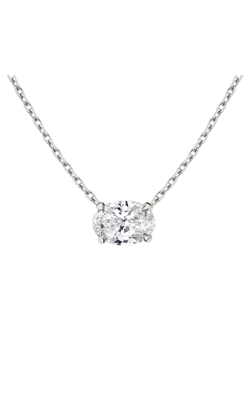 Flashpoint Created Diamond Women's Oval Solitaire Pendant Necklace In 10K White Gold 1CTW