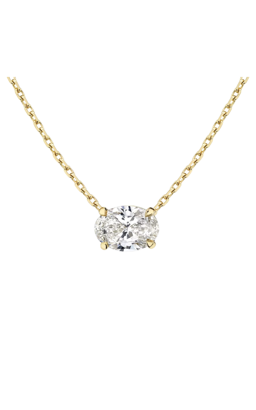 Flashpoint Created Diamond Women's Oval Solitaire Pendant Necklace In 10K Yellow Gold 1CTW