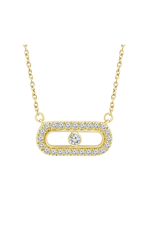 Women's Flashpoint Created Diamond Paperclip Pendant Necklace In 10K Yellow Gold