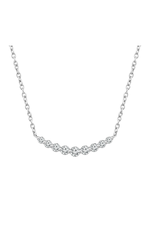 Flashpoint Created Diamond Women's Curved Bar Pendant Necklace In 10K White Gold 1/4CTW