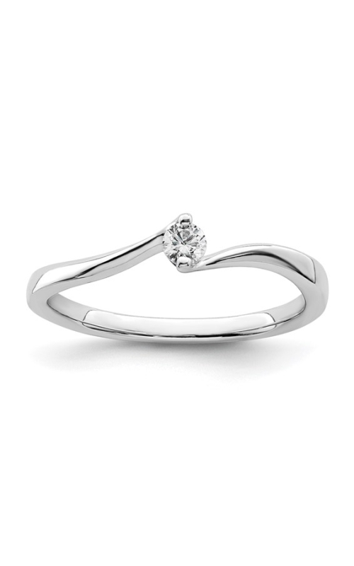 Flashpoint Created Diamond Women's Solitaire Round Bypass Ring In Sterling Silver 1/10CTW