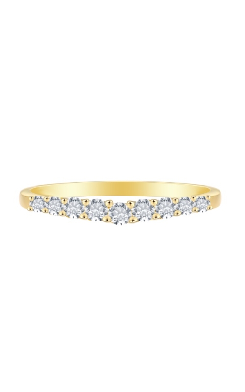 Women's Flashpoint Created Diamond Chevron Wedding Band In 14K Yellow Gold