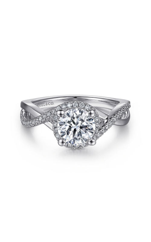Gabriel & Co. Women's Round Bypass Halo Engagement Ring In 14K White Gold