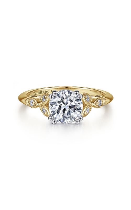 Gabriel & Co. Women's Round Floral Engagement Ring In 14K Two-Tone