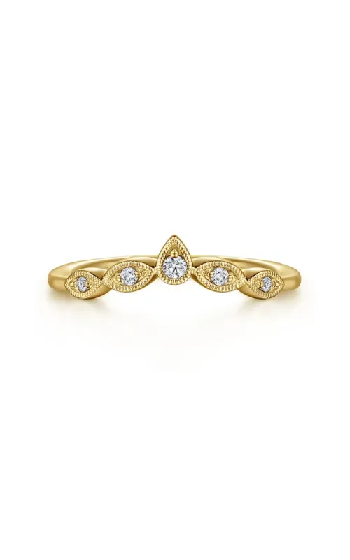Gabriel & Co. Women's Vintage Contour Diamond Wedding Band In 14K Yellow Gold .07CTW