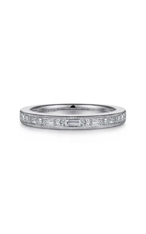 Gabriel & Co. Women's Baguette And Round Diamond Wedding Band In 14K White Gold 3/8CTW