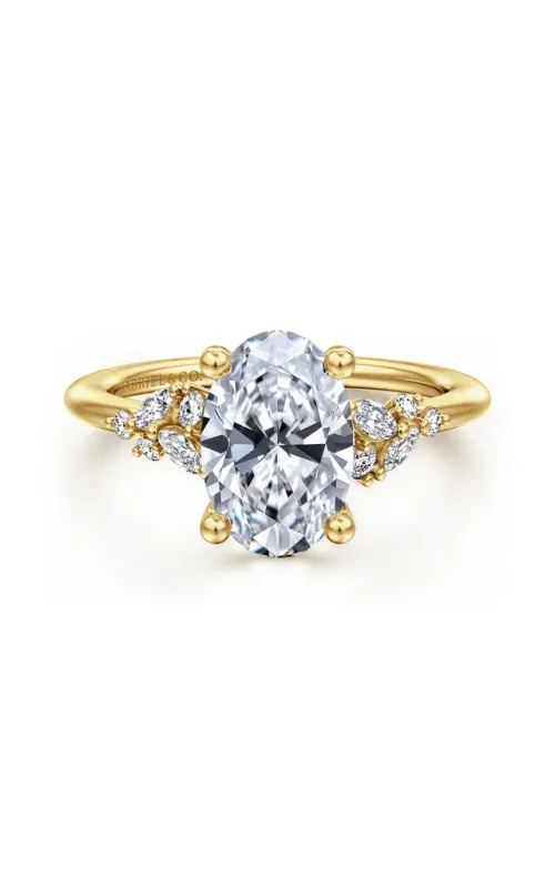Gabriel & Co. Women's Oval Engagement Ring In 14K Yellow Gold 1/4CTW