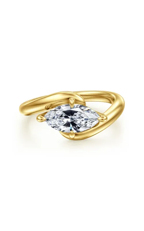 Gabriel & Co. Women's East-West Bypass Marquise Solitaire Engagement Ring In 14K Yellow Gold
