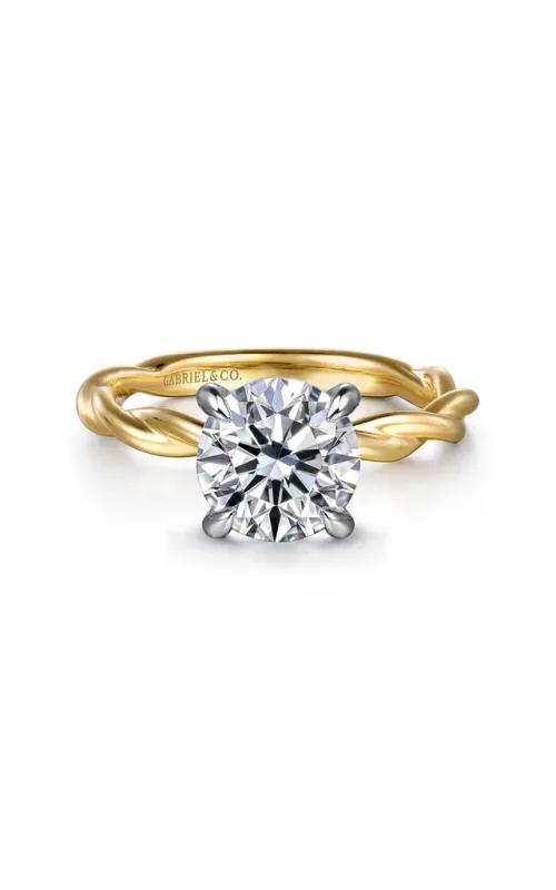 Gabriel & Co. Women's Round Solitaire Twist Engagement Ring In 14K Yellow Gold
