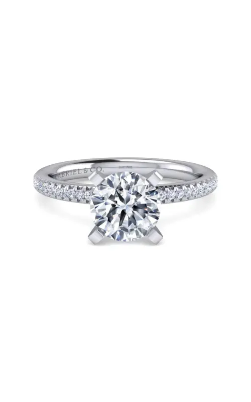 Gabriel & Co. Women's Round Engagement Ring In 14K White Gold 1/6CTW