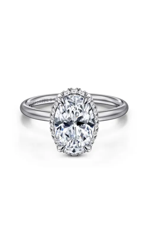 Gabriel & Co. Women's Oval Hidden Halo Engagement Ring In 14K White Gold 1/20CTW